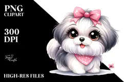 Watercolor Cute Cartoon Havanese PNG Product Image 2