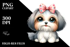 Watercolor Cute Cartoon Havanese PNG Product Image 2
