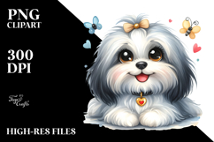 Watercolor Cute Cartoon Havanese PNG Product Image 2