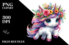Running Baby Unicorn, PNG Product Image 2