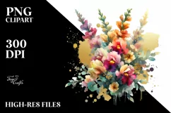 Colorful Bouquet Gold Foil Clipart Product Image 3