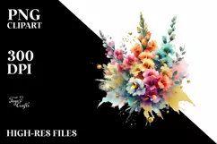 Colorful Bouquet Gold Foil Clipart Product Image 3