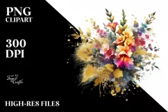 Colorful Bouquet Gold Foil Clipart Product Image 3