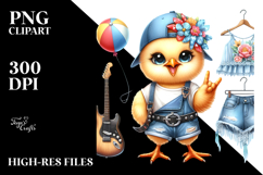 Cute Baby Chicken on Beach, PNG Product Image 2