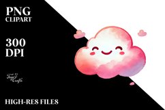 Simple Pinkish Smiling Cloud PNG Product Image 2