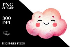 Simple Pinkish Smiling Cloud PNG Product Image 2