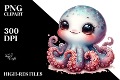 Baby Octopus with Big Eyes PNG Product Image 2