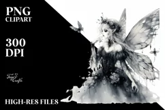 Gothic Fairy Watercolor Washed Edges Clipart Product Image 3