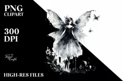 Gothic Fairy Watercolor Washed Edges Clipart Product Image 3
