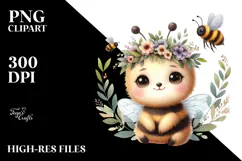 Baby Bee with Floral Wreath Clipart Product Image 2