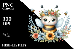 Baby Bee with Floral Wreath Clipart Product Image 2
