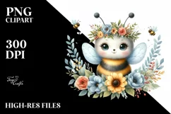Baby Bee with Floral Wreath Clipart Product Image 3