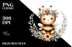 Baby Bee with Floral Wreath Clipart Product Image 2