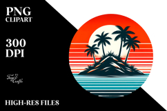 Retro Island Sunset Clipart PNG Product Image 2