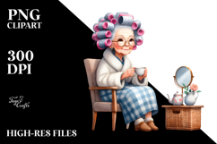 Lady Tea Cup &amp; Hair Curlers Scene Product Image 2