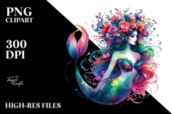 Mermaid with Floral Wreath PNG Product Image 2