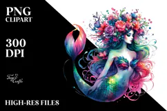 Mermaid with Floral Wreath PNG Product Image 2