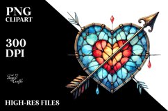 Watercolor Stained Hearth with Arrow, PNG Product Image 2
