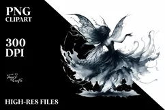 Washed Watercolor Gothic Fairy Running PNG Product Image 1