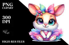 Cheerful Baby Rabbit with Tutu PNG Product Image 2