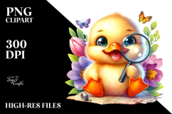 Smiling Cute Duck Magnifying PNG Product Image 2