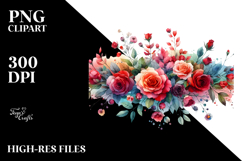 Abstract Frame with Red Roses PNG Product Image 2