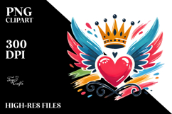 Colorful Paintbrush Winged Heart PNG Product Image 2