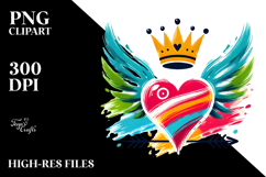 Colorful Crown Heart PNG Product Image 2