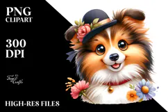 Cute Cartoon Shetland Sheepdog PNG Product Image 2