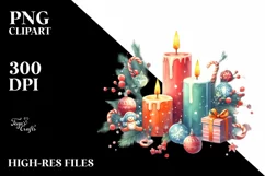 Vibrant Christmas Candles PNG Product Image 1