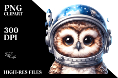 Energetic Baby Owl with Astronaut Helmet, High-Res PNG Product Image 2