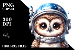 Energetic Baby Owl with Astronaut Helmet, High-Res PNG Product Image 2