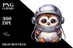 Energetic Baby Owl with Astronaut Helmet, High-Res PNG Product Image 2