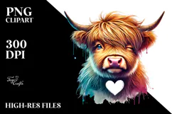 Colorful Highland Calf, PNG Product Image 2
