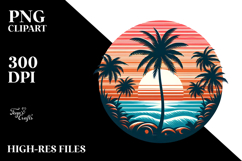 Retro Tropical Tree Sunset, Retro PNG Product Image 2