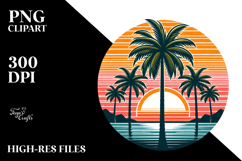 Retro Tropical Tree Sunset, Tshirt Vector Style, PNG Product Image 2