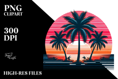 Retro Tropical Tree Sunset, Tshirt Vector Style, PNG Product Image 2