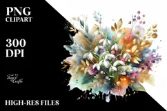 Abstract Colorful Watercolor Bouquet, Transparent PNG Product Image 1