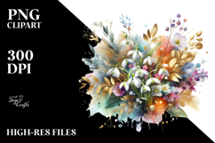 Abstract Colorful Watercolor Bouquet, Transparent PNG Product Image 2