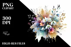 Colorful Bouquet Gold Foil Clipart Product Image 3