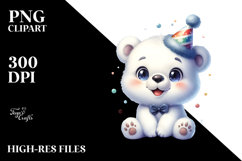 Cute Baby Polar Bear with Party Hat, PNG Product Image 2