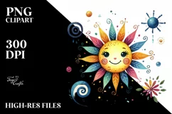 Simple Colorfull Whimsical Sun PNG Product Image 2