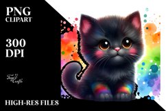 Cute Baby Black Cat in the Style of | Sublimation Clipart Product Image 1