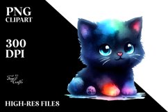 Cute Baby Black Cat in the Style of | Sublimation Clipart Product Image 3