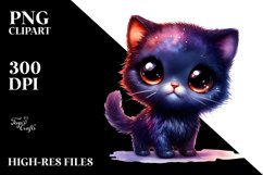 Cute Baby Black Cat in the Style of | Sublimation Clipart Product Image 1