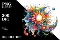 Colorful Watercolor Whimsical Sun Clipart Product Image 3