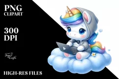 Cute Baby Unicorn Programmer | Watercolor | Fantasy Product Image 3
