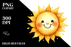 Smiling Sun Watercolor PNG Product Image 2