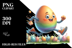 Creative Funny Bunny Running Easter Egg PNG Product Image 2
