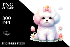 Cute Pastel Bichon Frise Watercolor Clipart Product Image 3